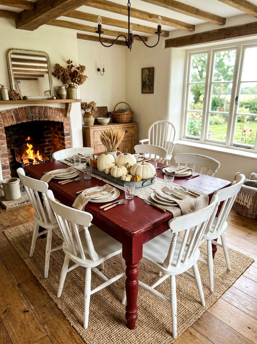 Farmhouse Oxblood Dining Table - 30 oxblood fall dining room ideas