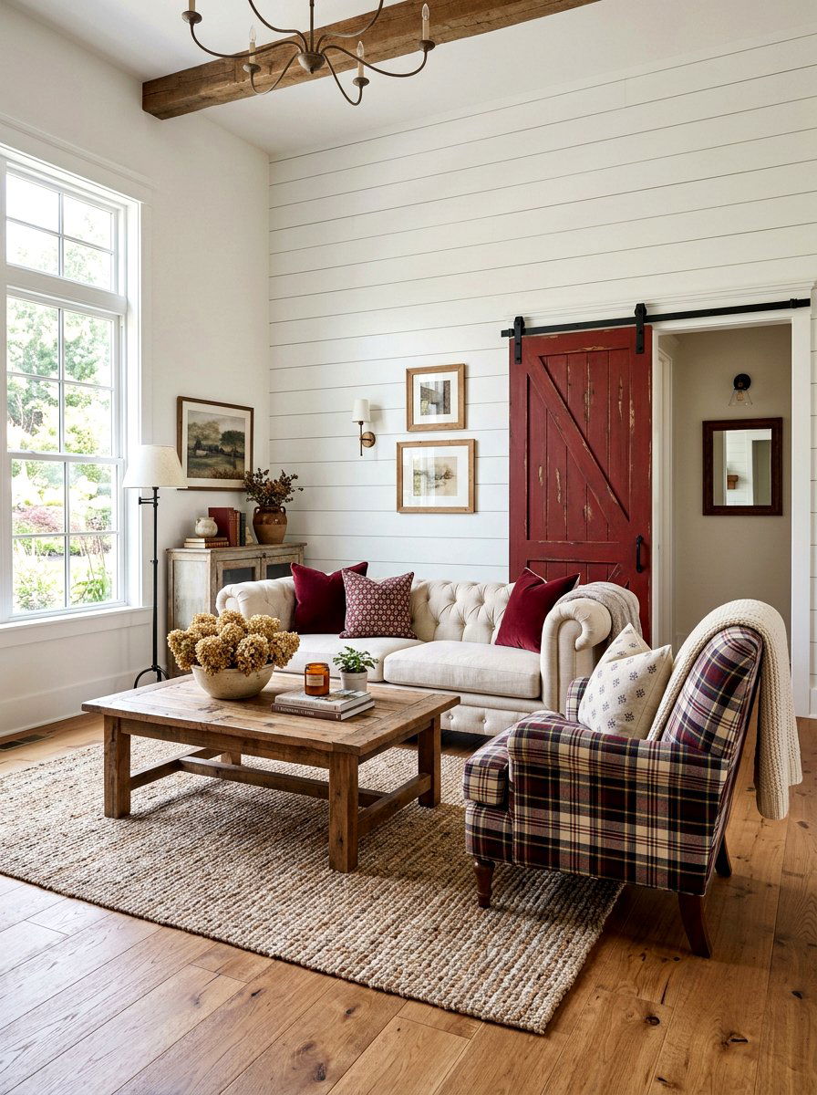 Farmhouse Oxblood Living Room - 30 oxblood living room ideas