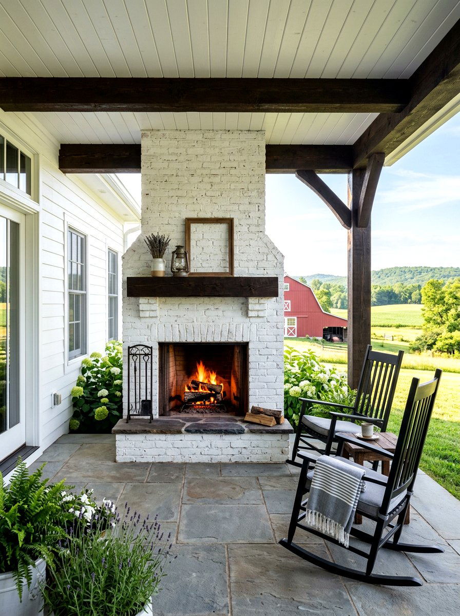Farmhouse Patio Fireplace - 30 covered patio fireplace ideas