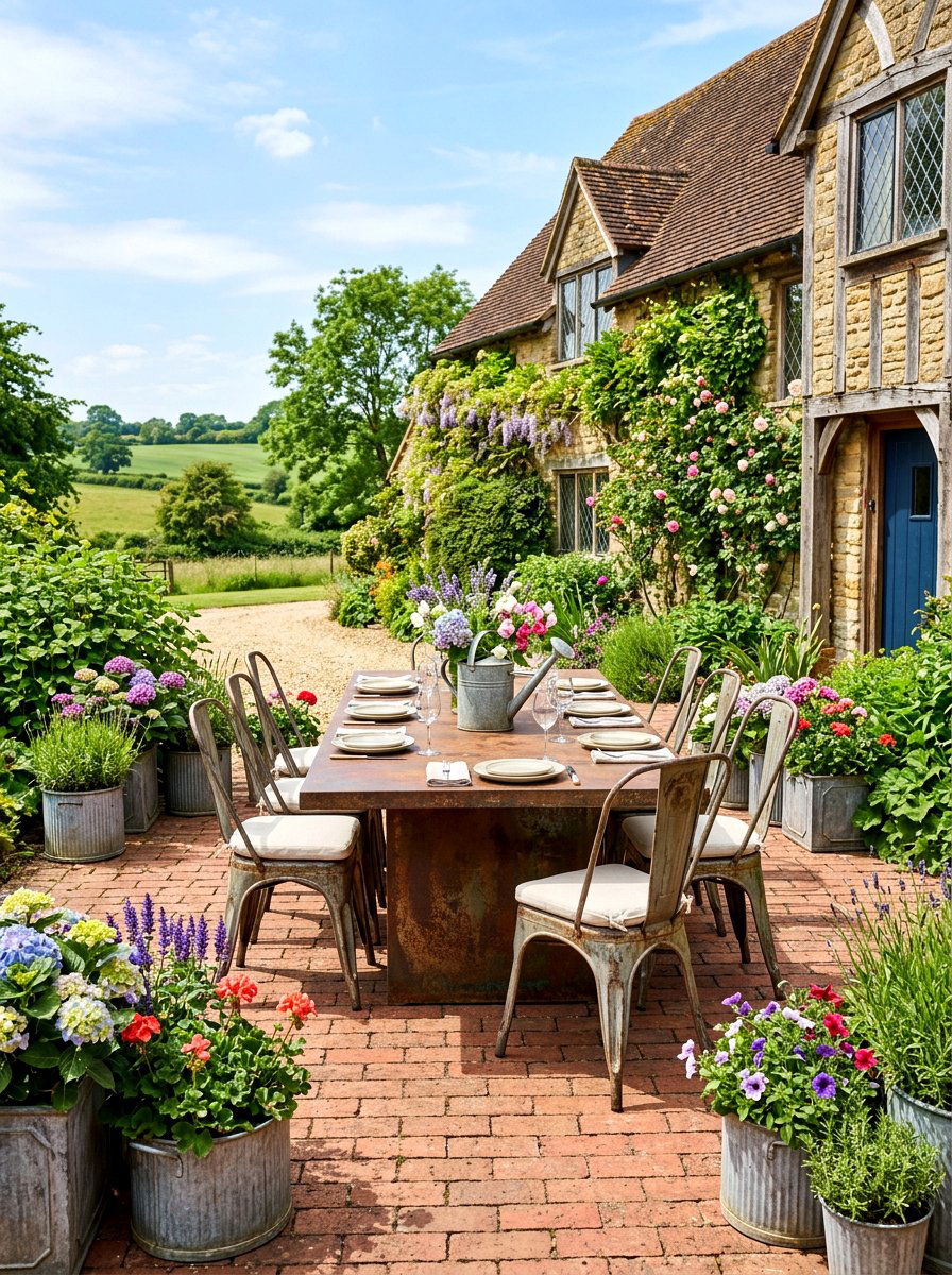 Farmhouse Patio Set - 30 backyard hosting aesthetic ideas