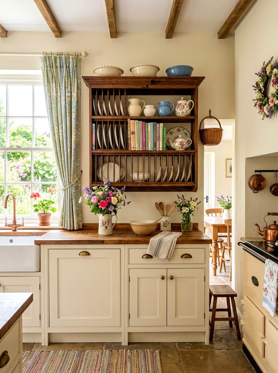 Farmhouse Plate Rack - 30 cookbook display kitchen ideas