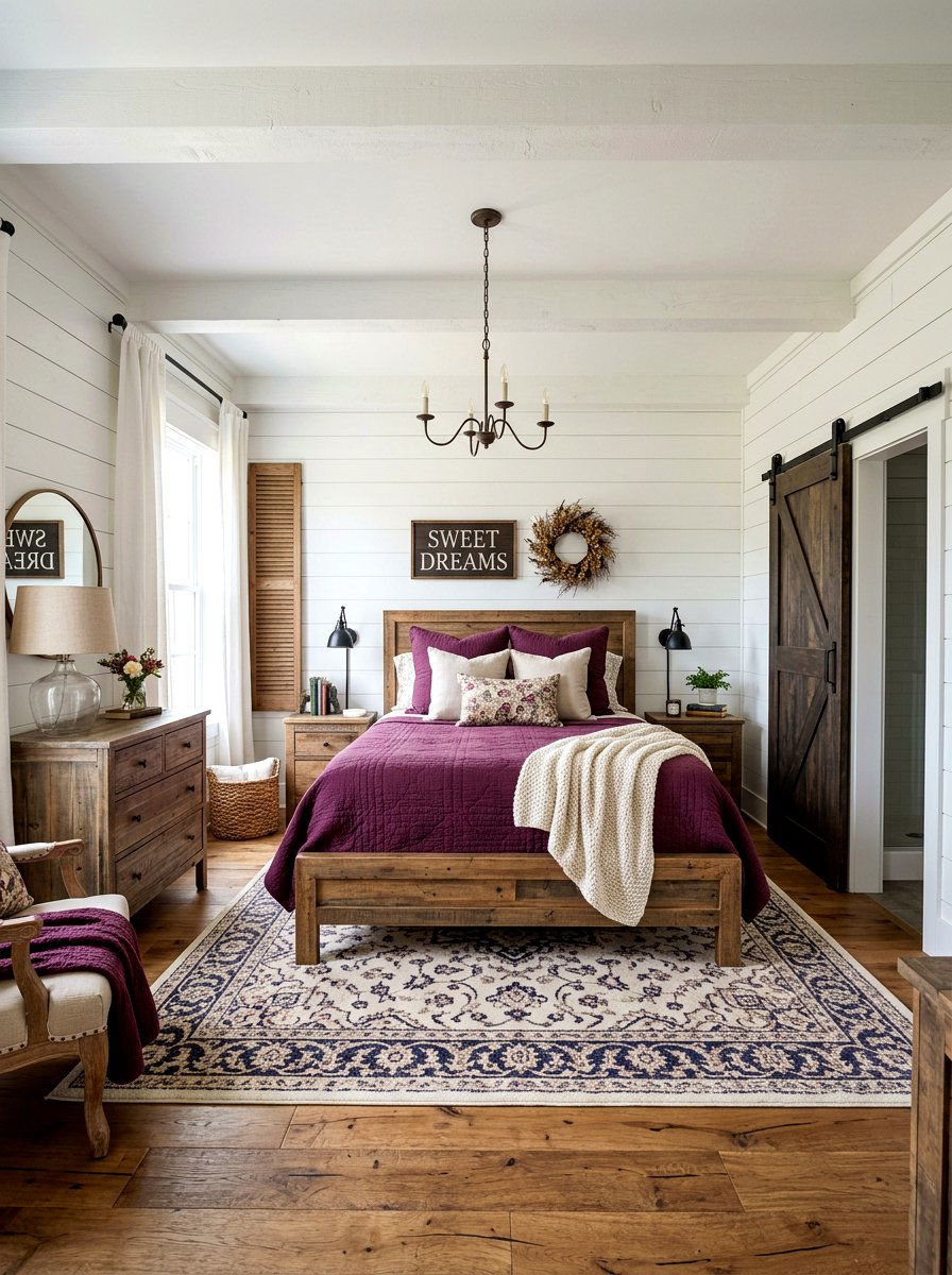 Farmhouse Plum Bedroom - 30 plum bedroom ideas