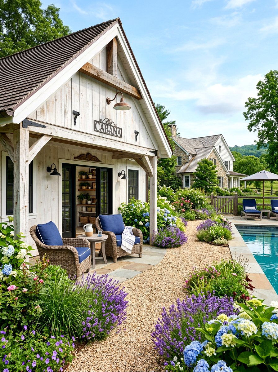 Farmhouse Pool Cabana - 30 pool pavilion ideas