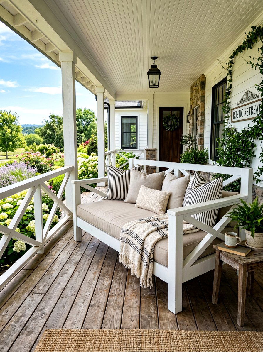 Farmhouse Porch Daybed - 30 porch daybed ideas