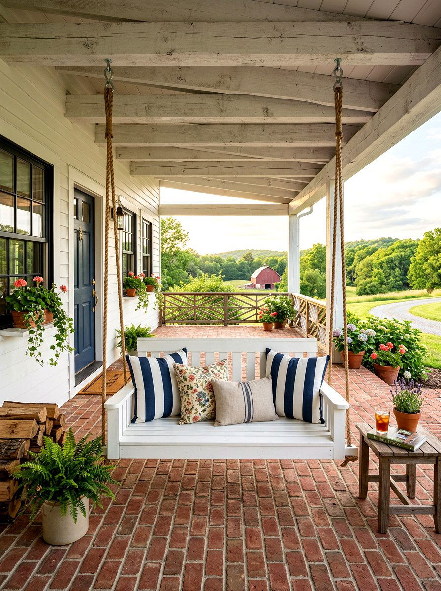 Farmhouse Porch Swing - 30 poolside lounge ideas