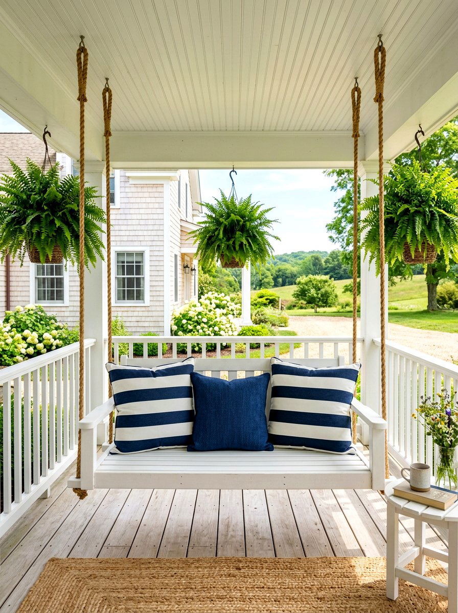 Farmhouse Porch Swing - 30 farmhouse front facade ideas