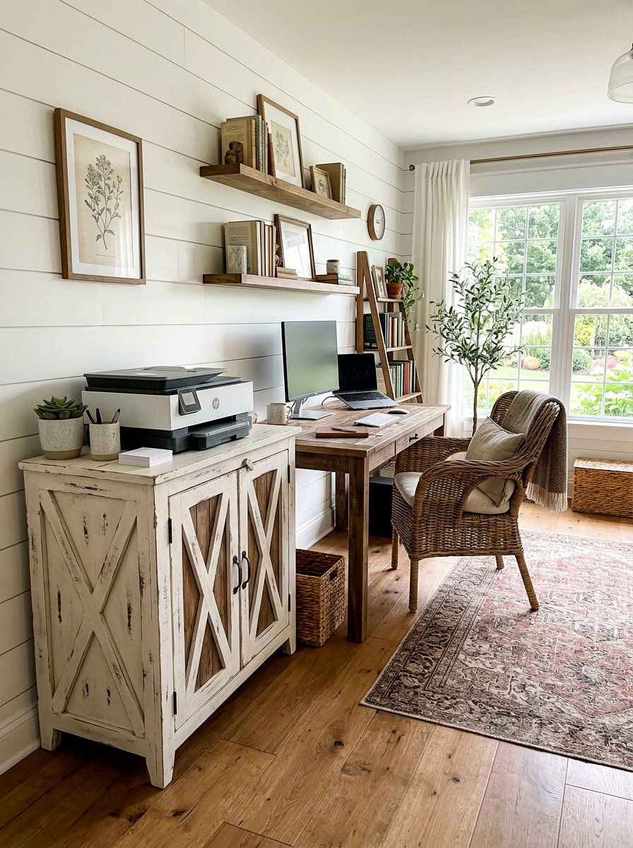 Farmhouse Printer Cabinet - 30 hidden printer cabinet ideas