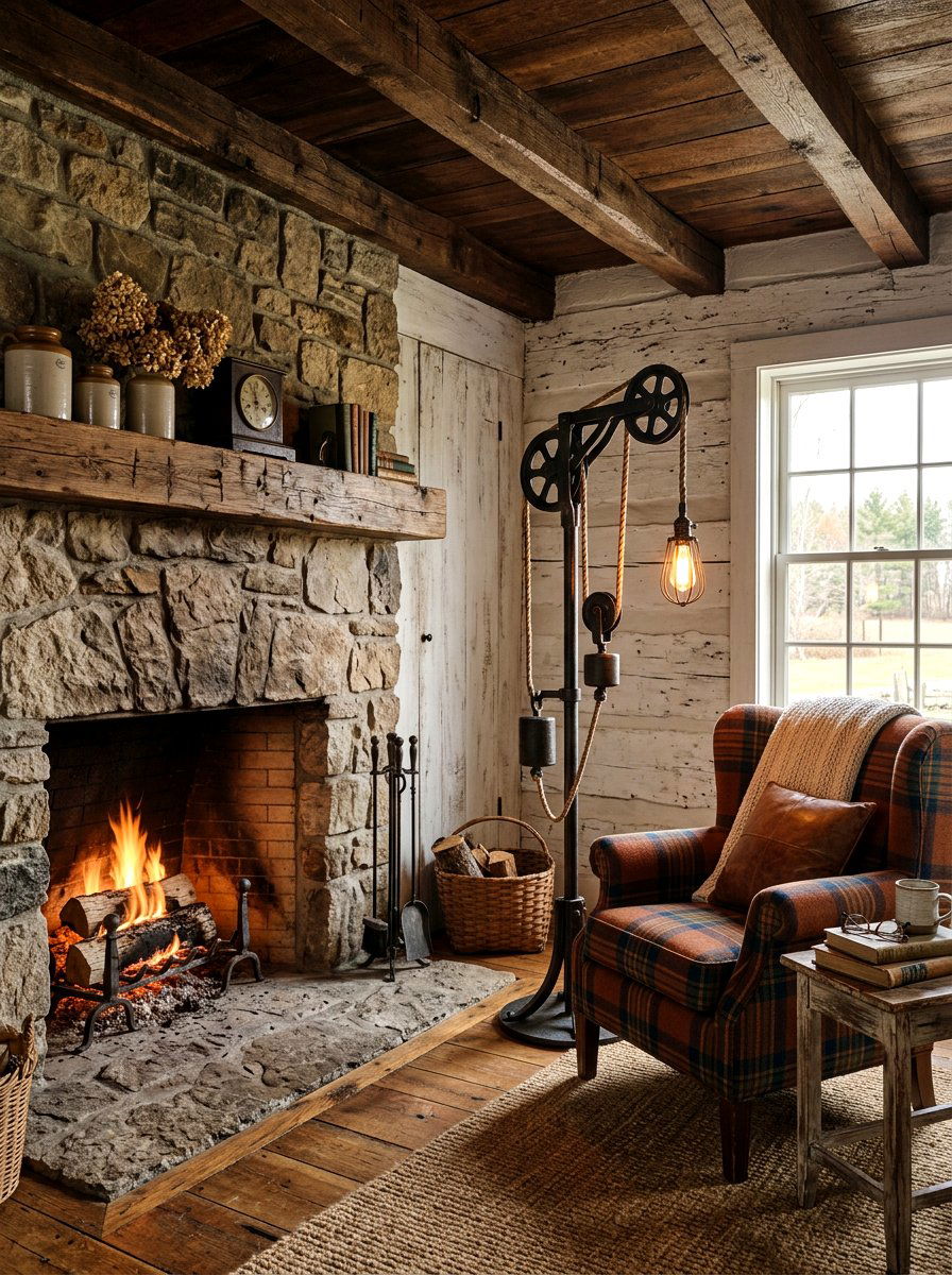 Farmhouse Pulley Floor Lamp - 30 floor lamp corner ideas