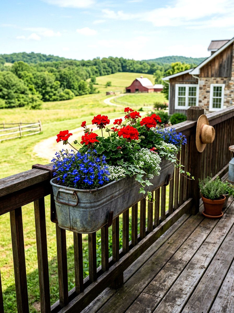 Farmhouse Railing Planter - 30 deck railing planter ideas