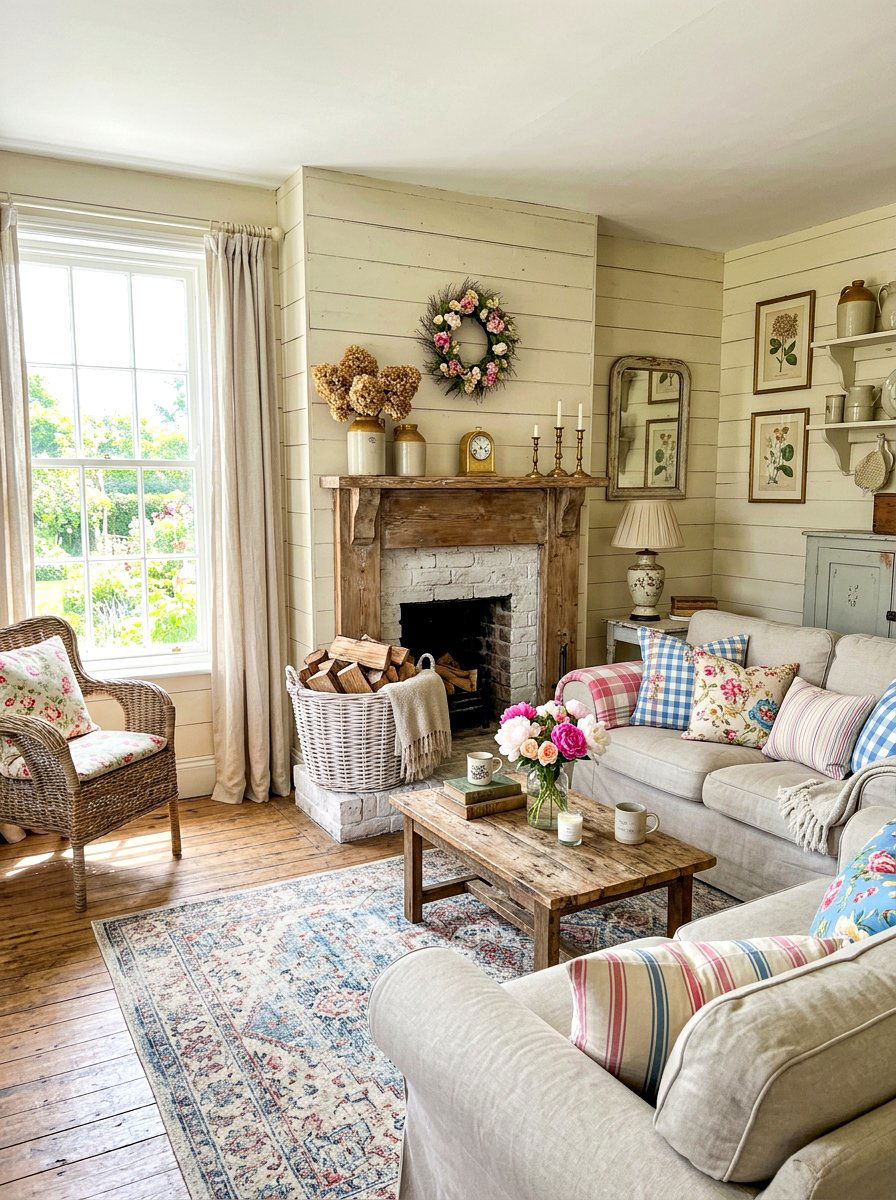 Farmhouse Rattan Fireplace Basket - 30 fireplace wood basket ideas