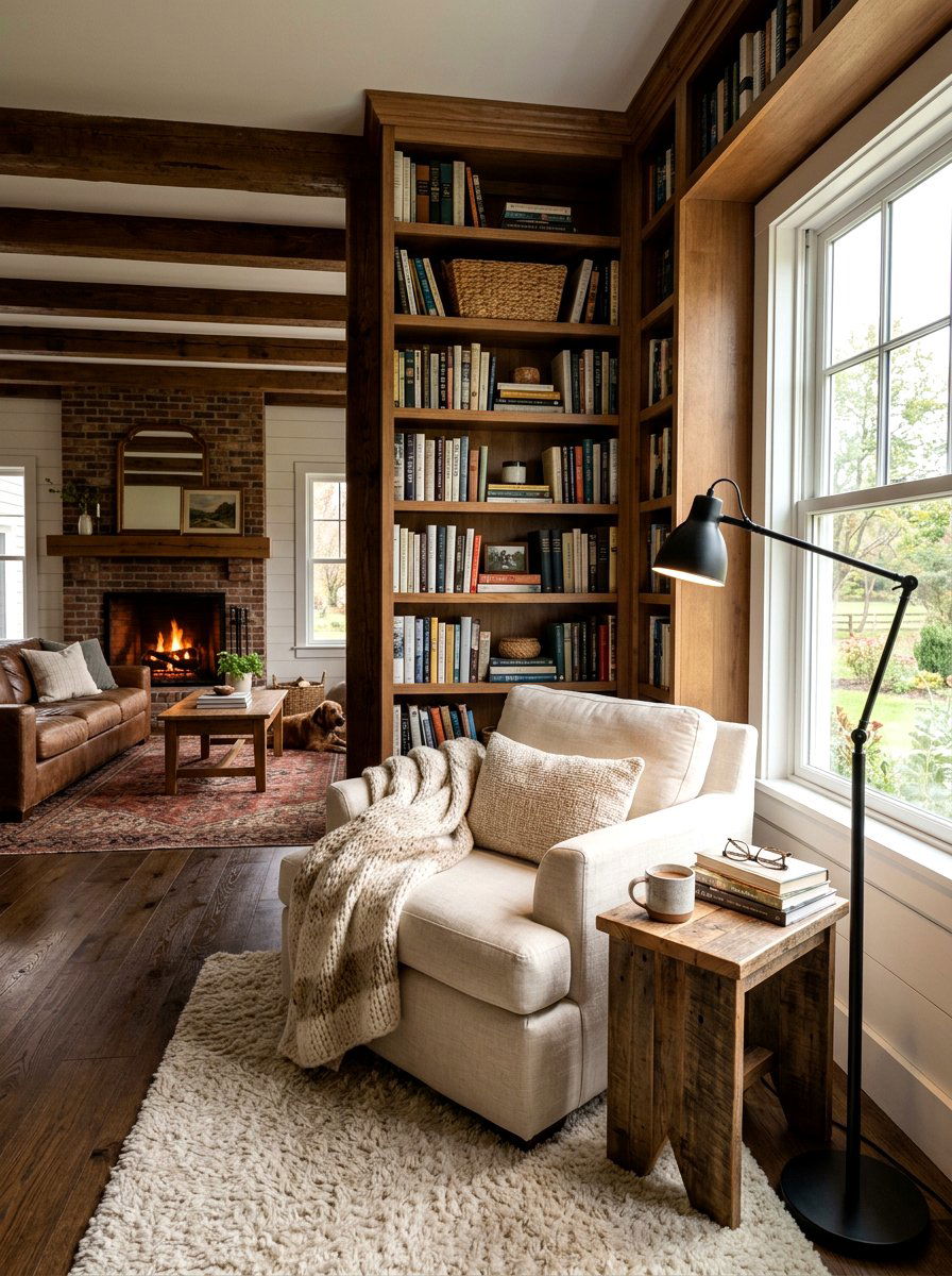 Farmhouse Reading Nook - 30 farmhouse living room ideas