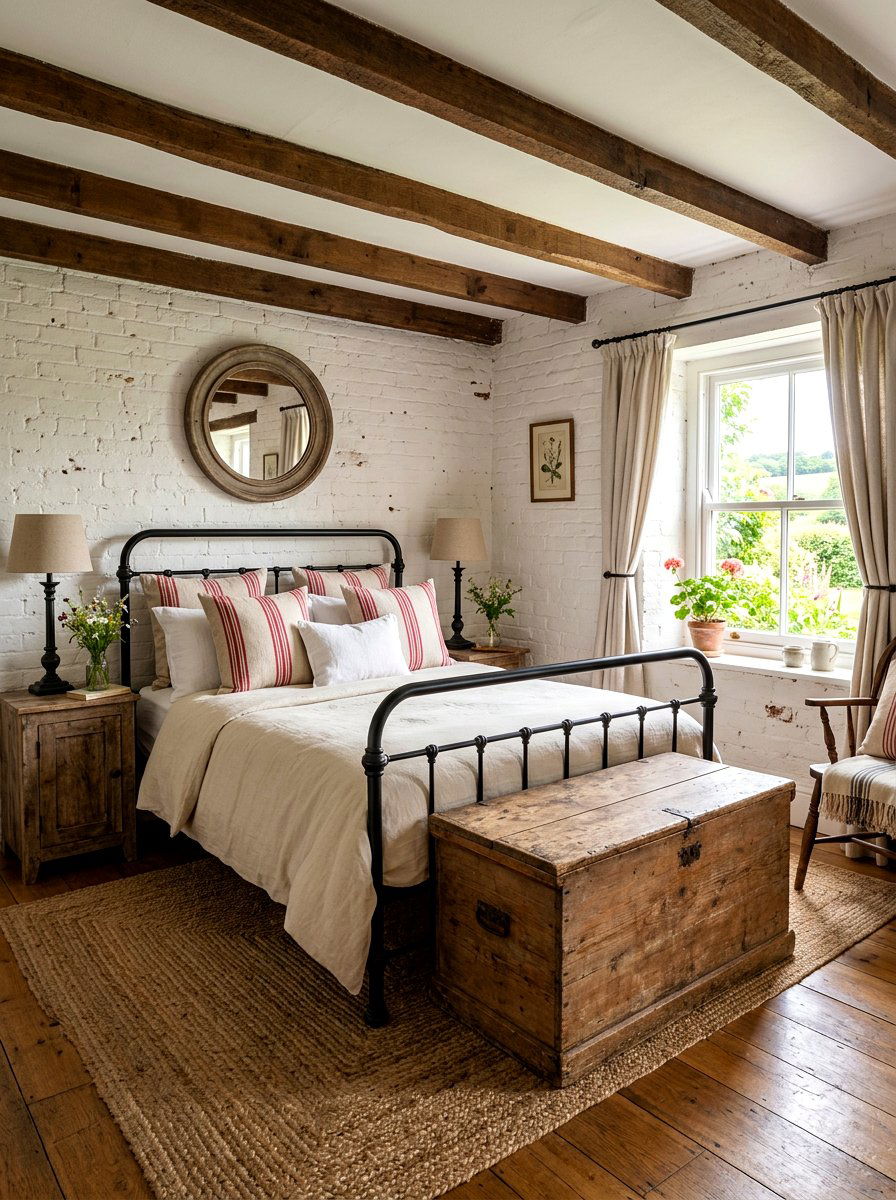 Farmhouse Red Stripe Pillows - 30 candy stripe bedroom ideas