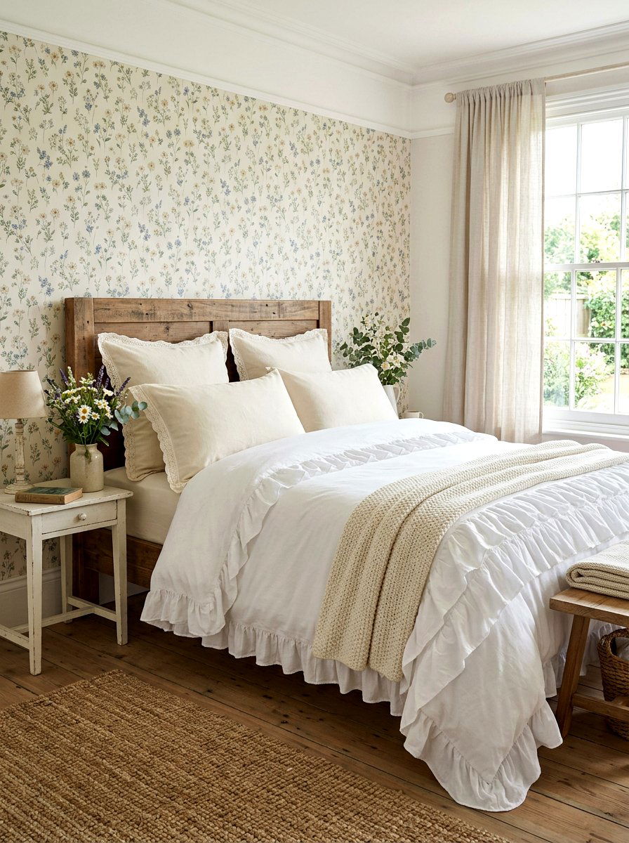 Farmhouse Ruffle Bedding - 30 guest room bedding ideas
