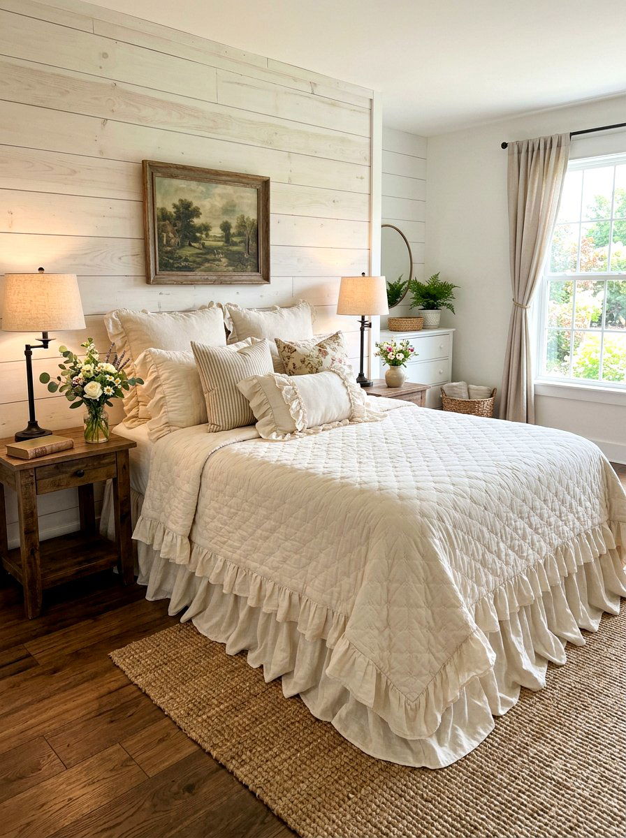 Farmhouse Ruffle Bedspread Guest Bedroom - 30 romantic ruffle bedroom ideas