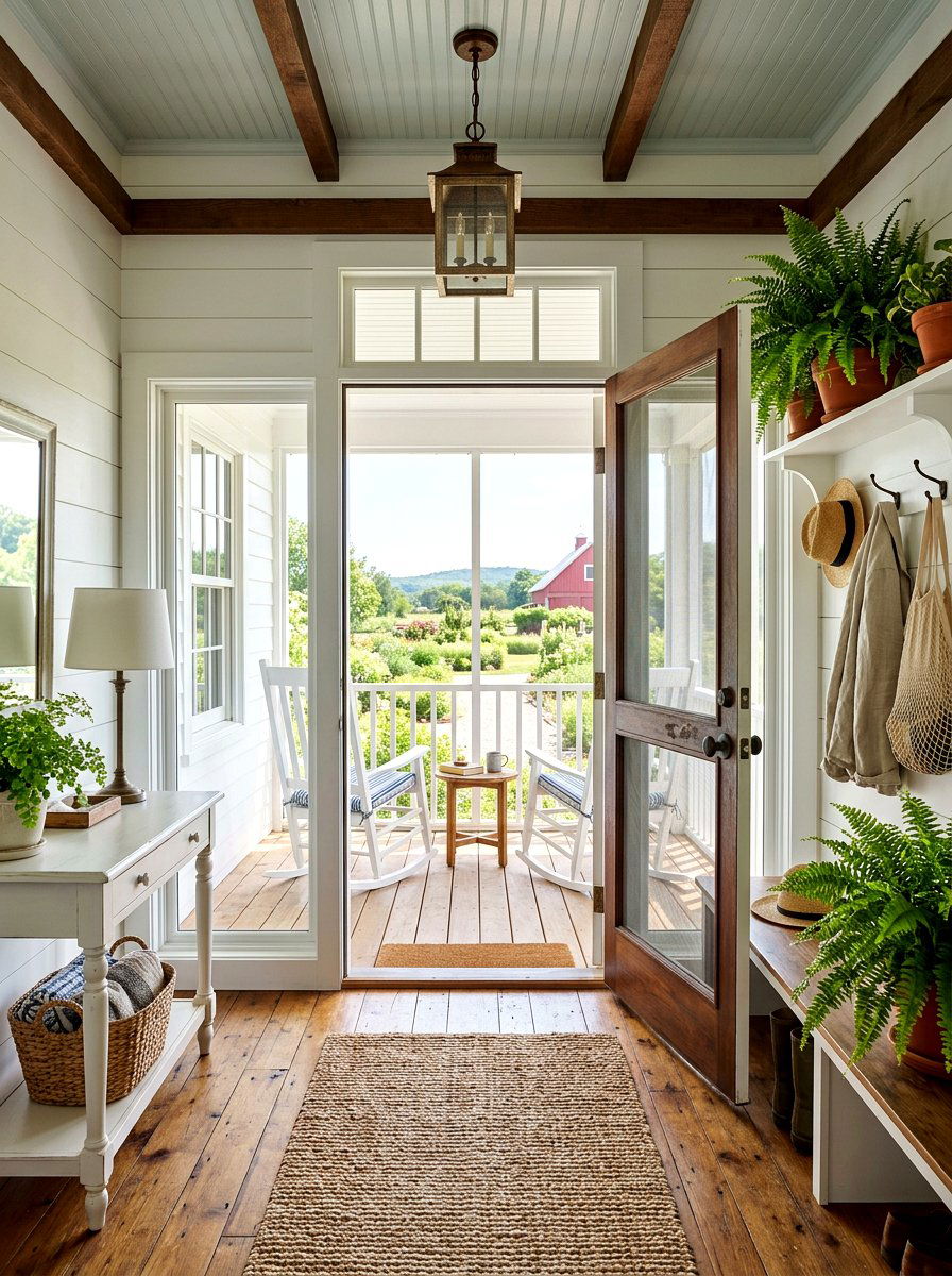 Farmhouse Screened Entry - 30 screened patio ideas