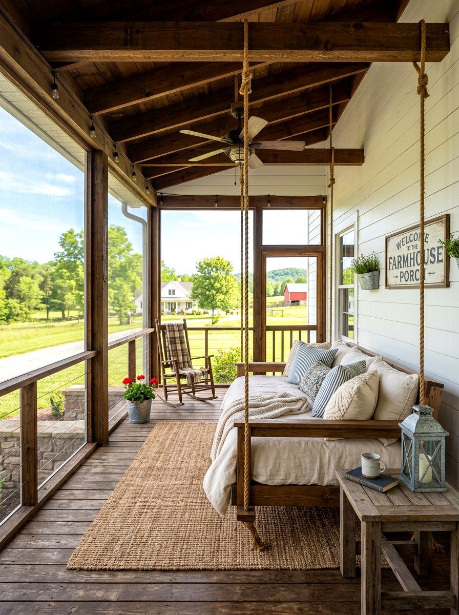 Farmhouse Screened Porch - 30 screened porch ideas
