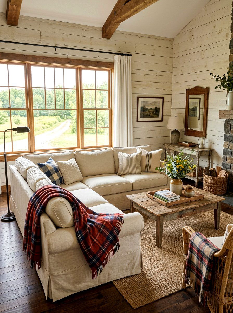Farmhouse Sectional - 30 family room sectional ideas