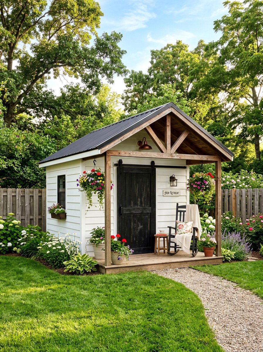 Farmhouse She Shed - 30 she shed backyard aesthetic ideas