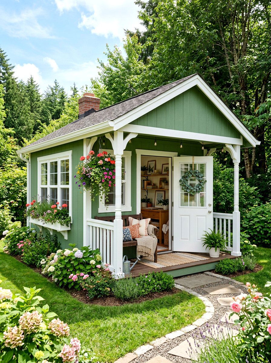 Farmhouse She Shed - 30 farmhouse shed ideas