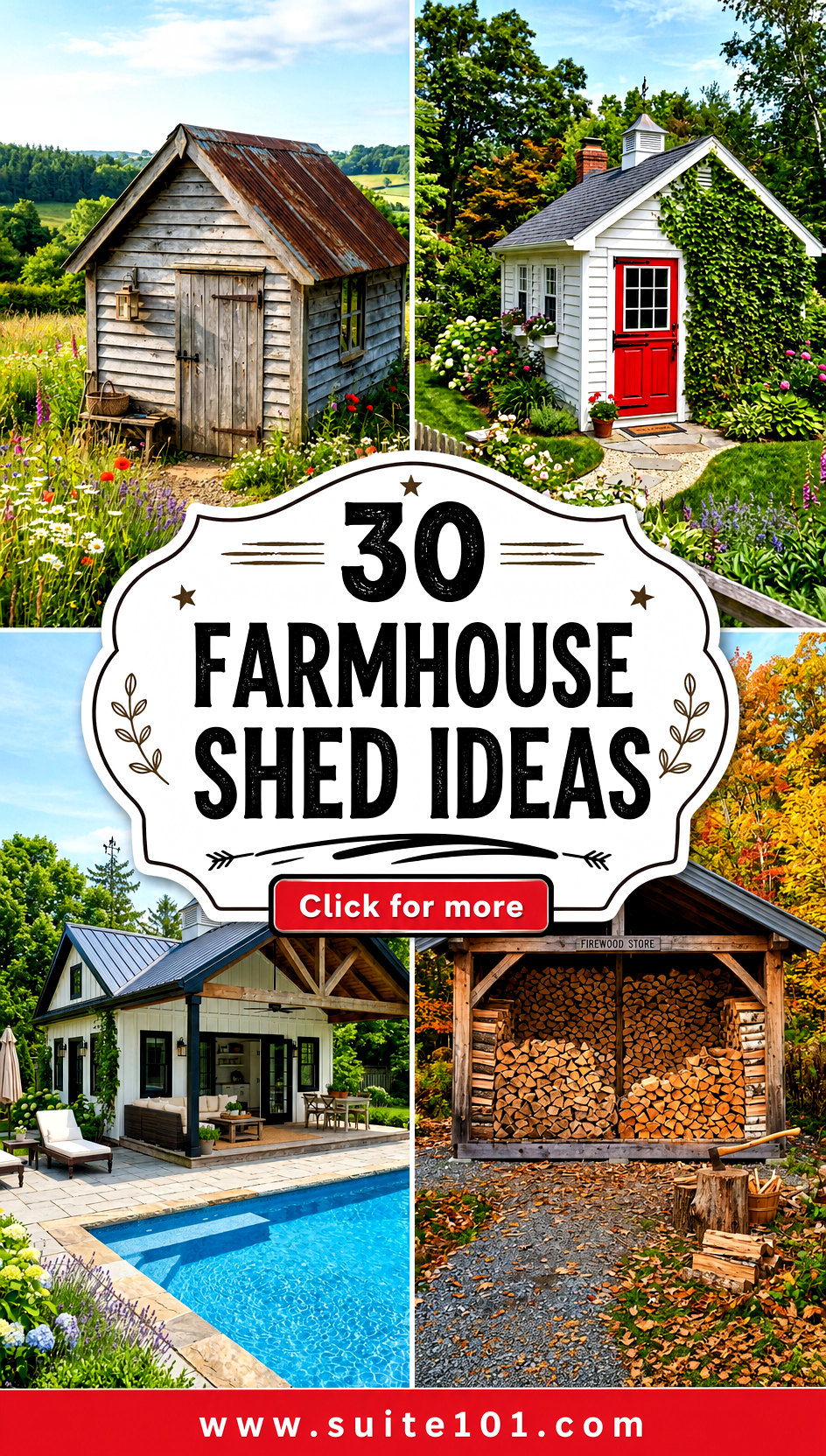 Farmhouse Shed Ideas 30 Practical and Pretty Backyard Designs - Farmhouse Shed Ideas: 30 Practical and Pretty Backyard Designs