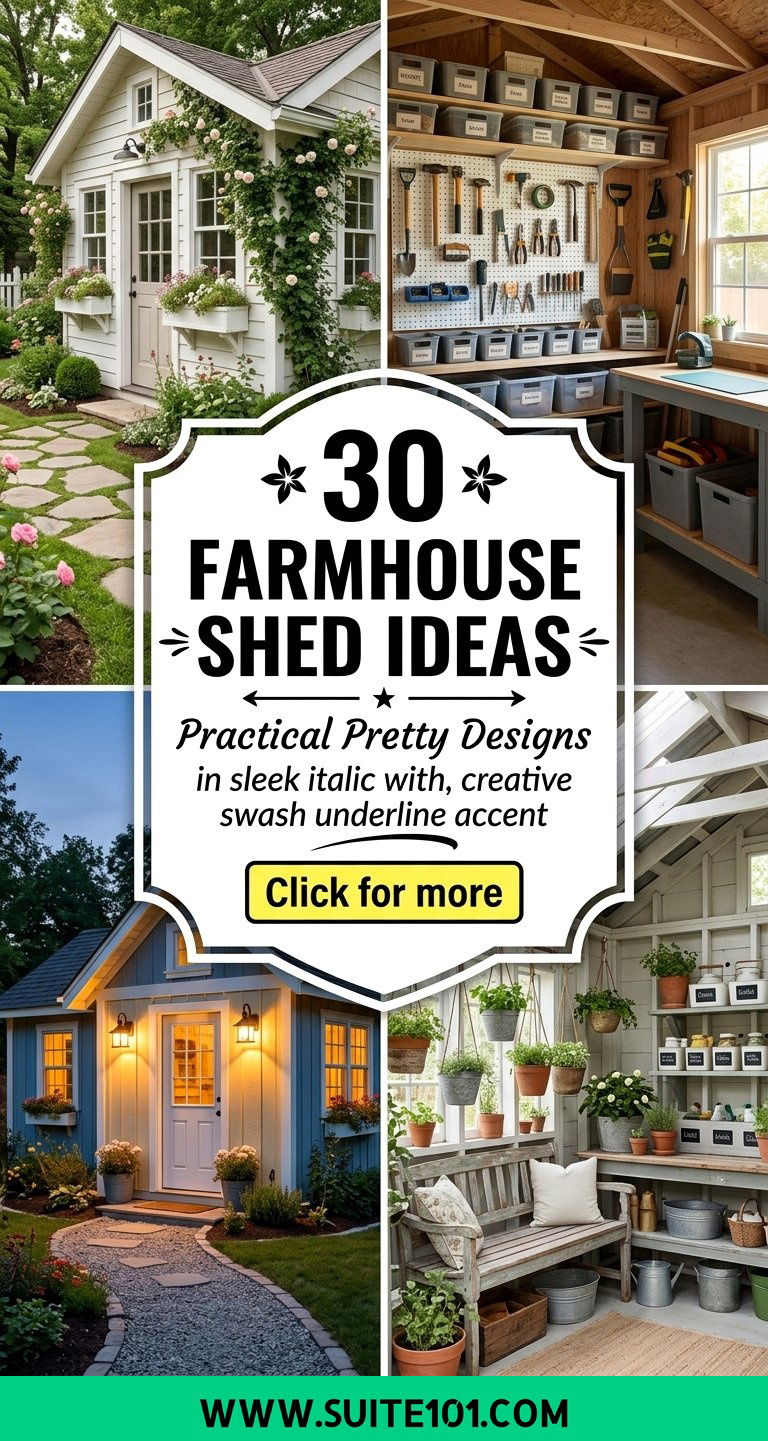 Farmhouse Shed Ideas 30 Practical and Pretty Backyard Designs - Farmhouse Shed Ideas: 30 Practical and Pretty Backyard Designs