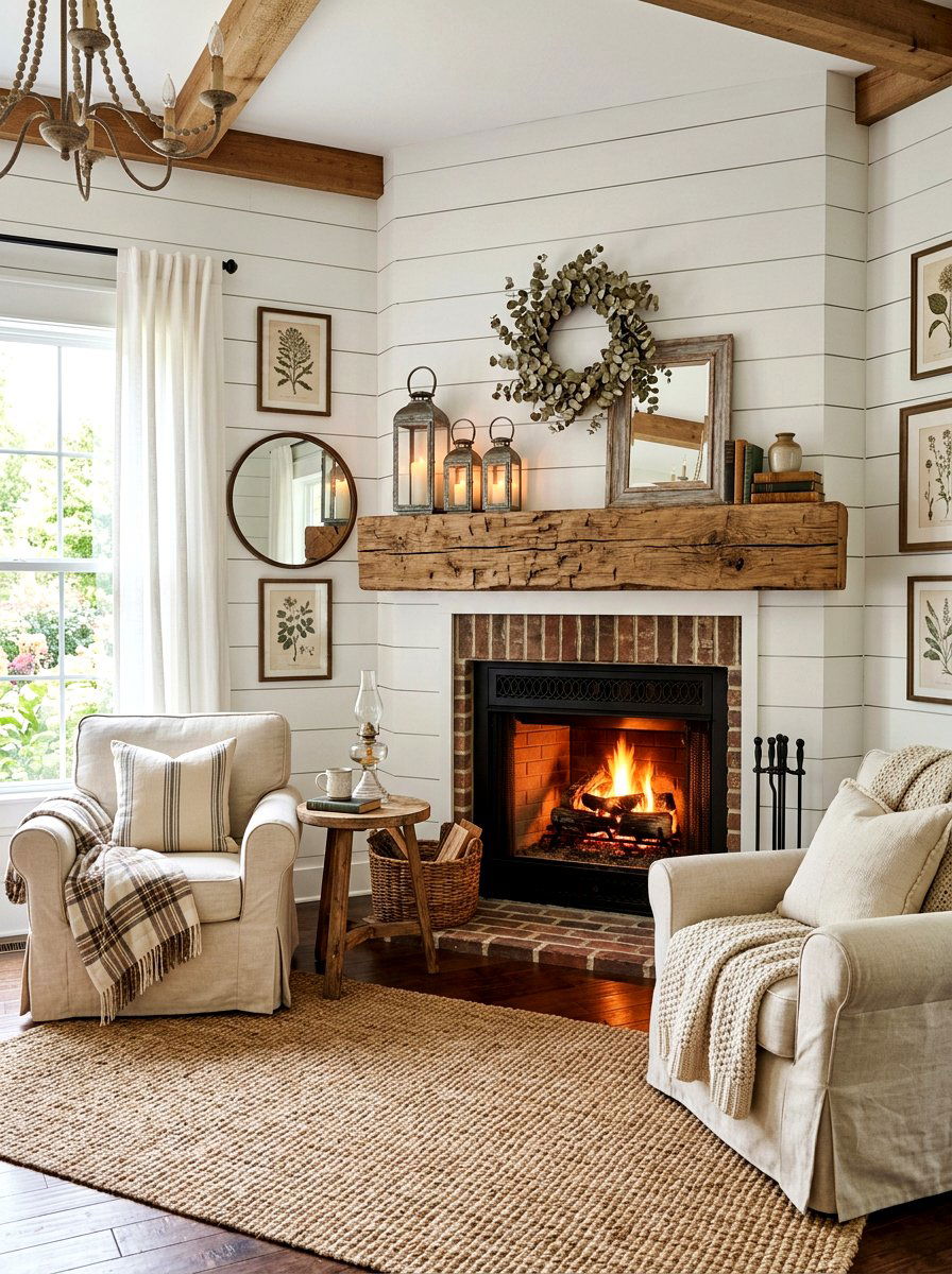 Farmhouse Shiplap Corner Fireplace - 30 corner fireplace ideas