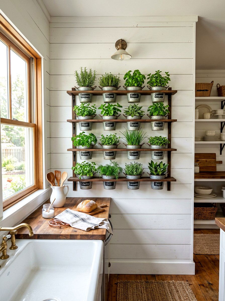 Farmhouse Shiplap Herb Rack - 30 hanging herb garden ideas