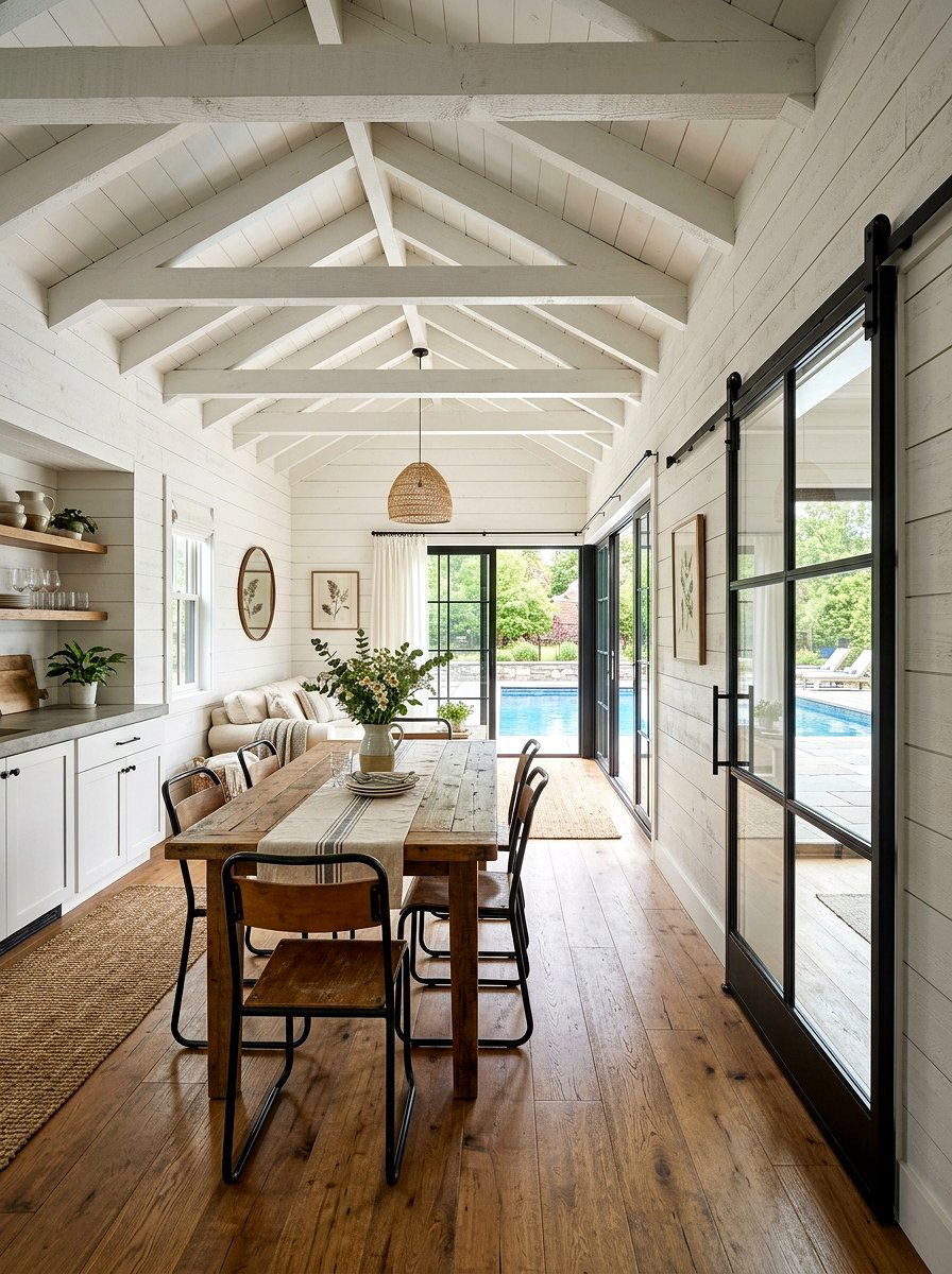 Farmhouse Shiplap Pool House - 30 pool house decor ideas