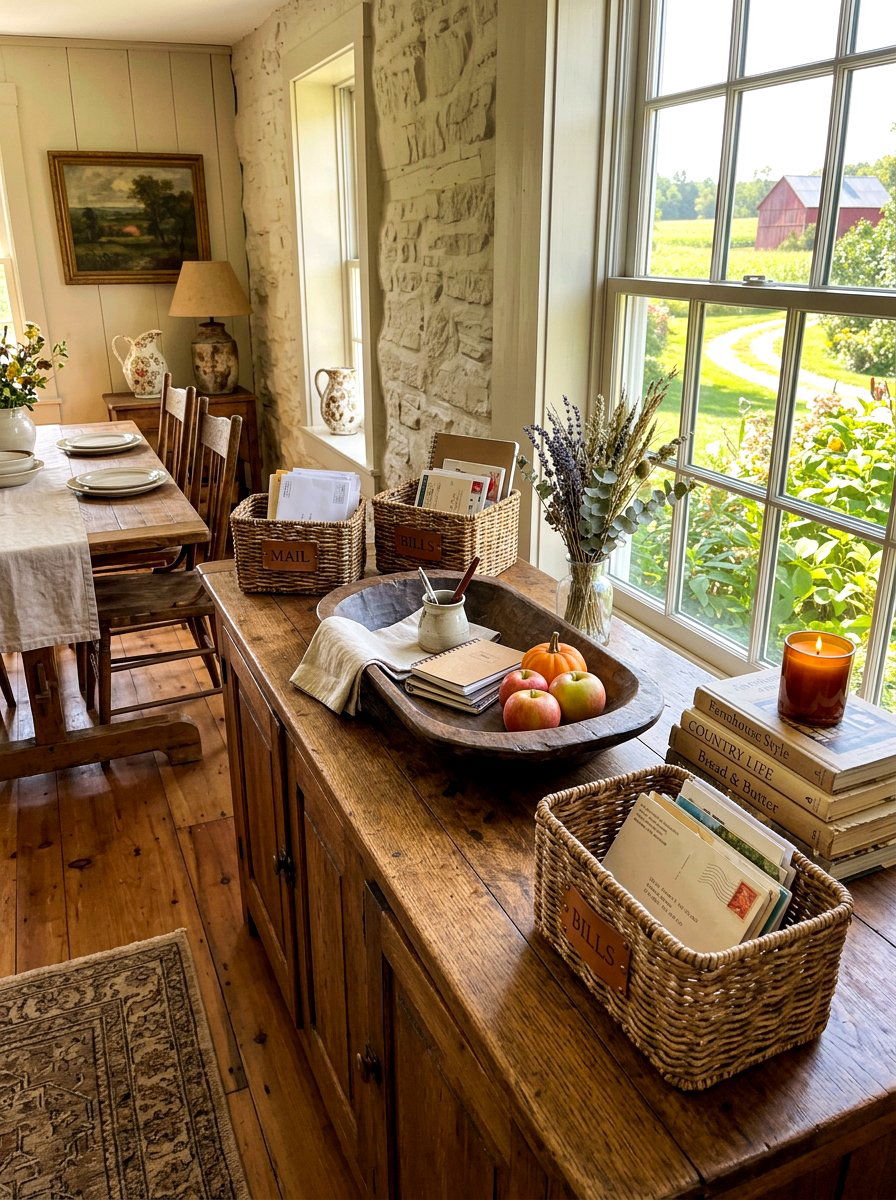Farmhouse Sideboard Surface - 30 mail drop zone ideas