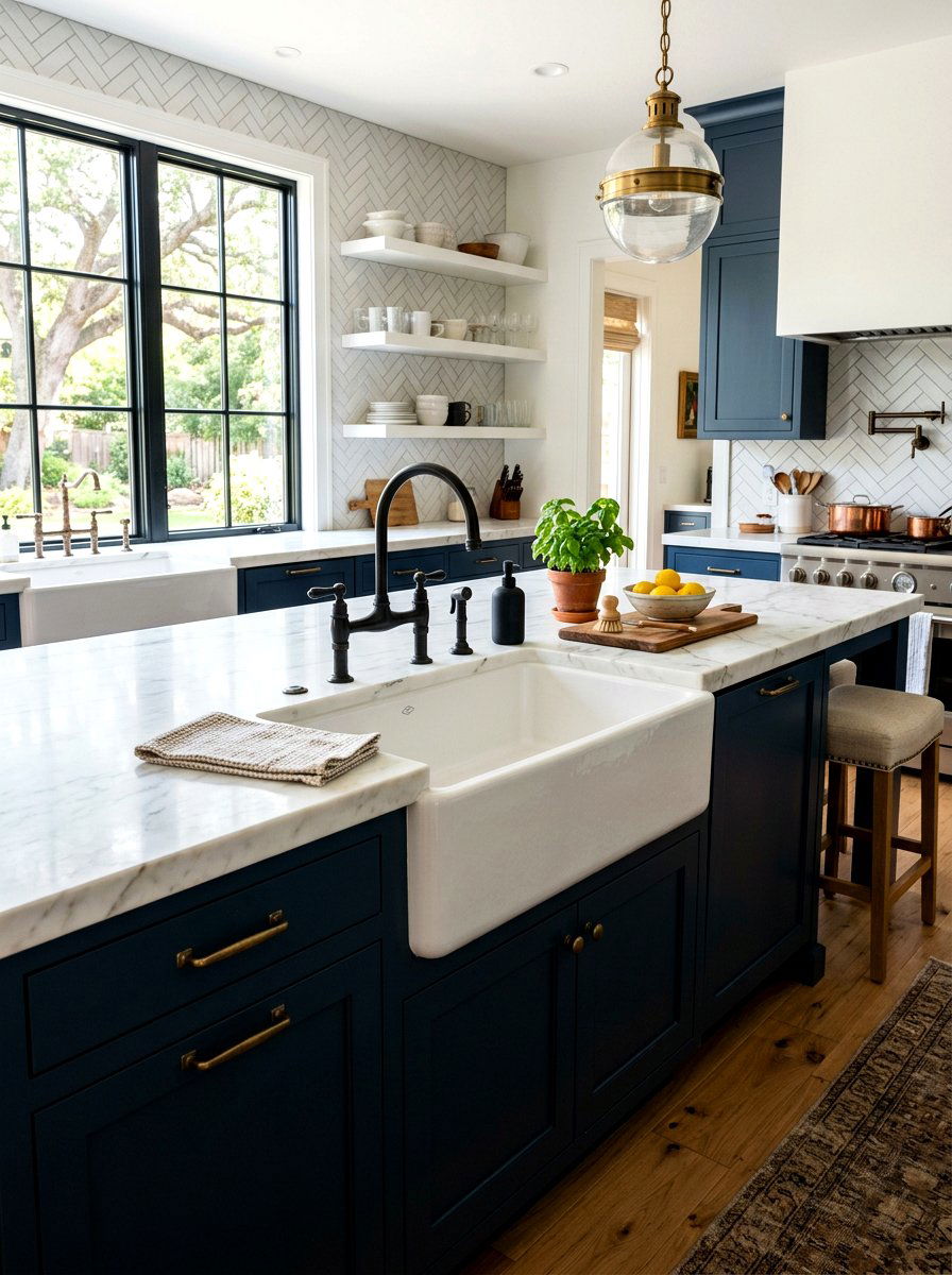 Farmhouse Sink Kitchen Island - 30 modern farmhouse kitchen island ideas