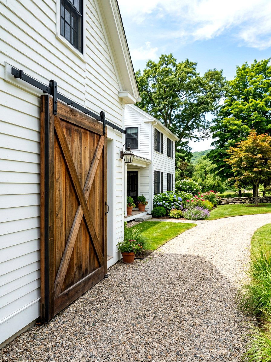 Farmhouse Sliding Barn Gate - 30 front gate ideas