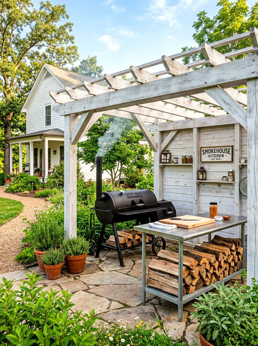 Farmhouse Smoker Area - 30 smoker patio corner ideas