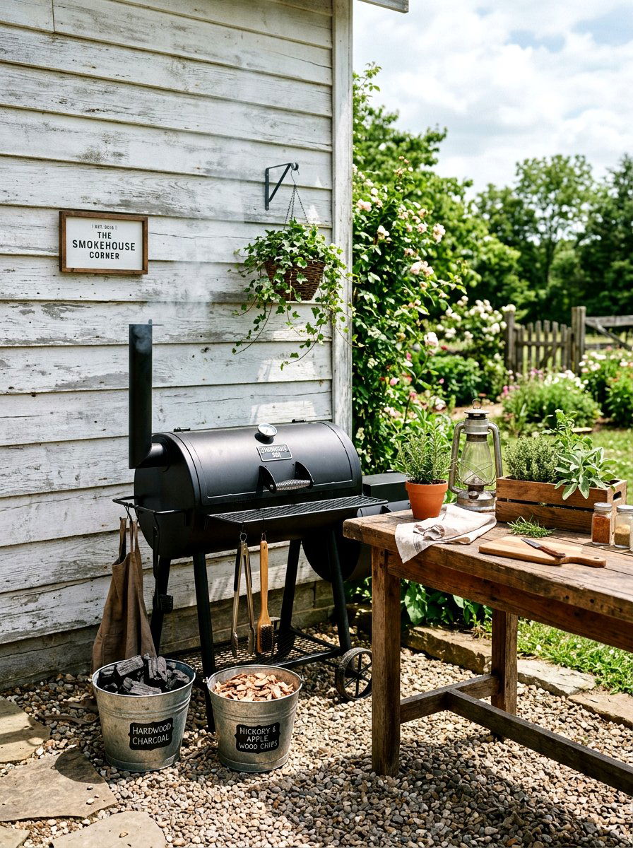 Farmhouse Smoker Corner - 30 smoker station ideas