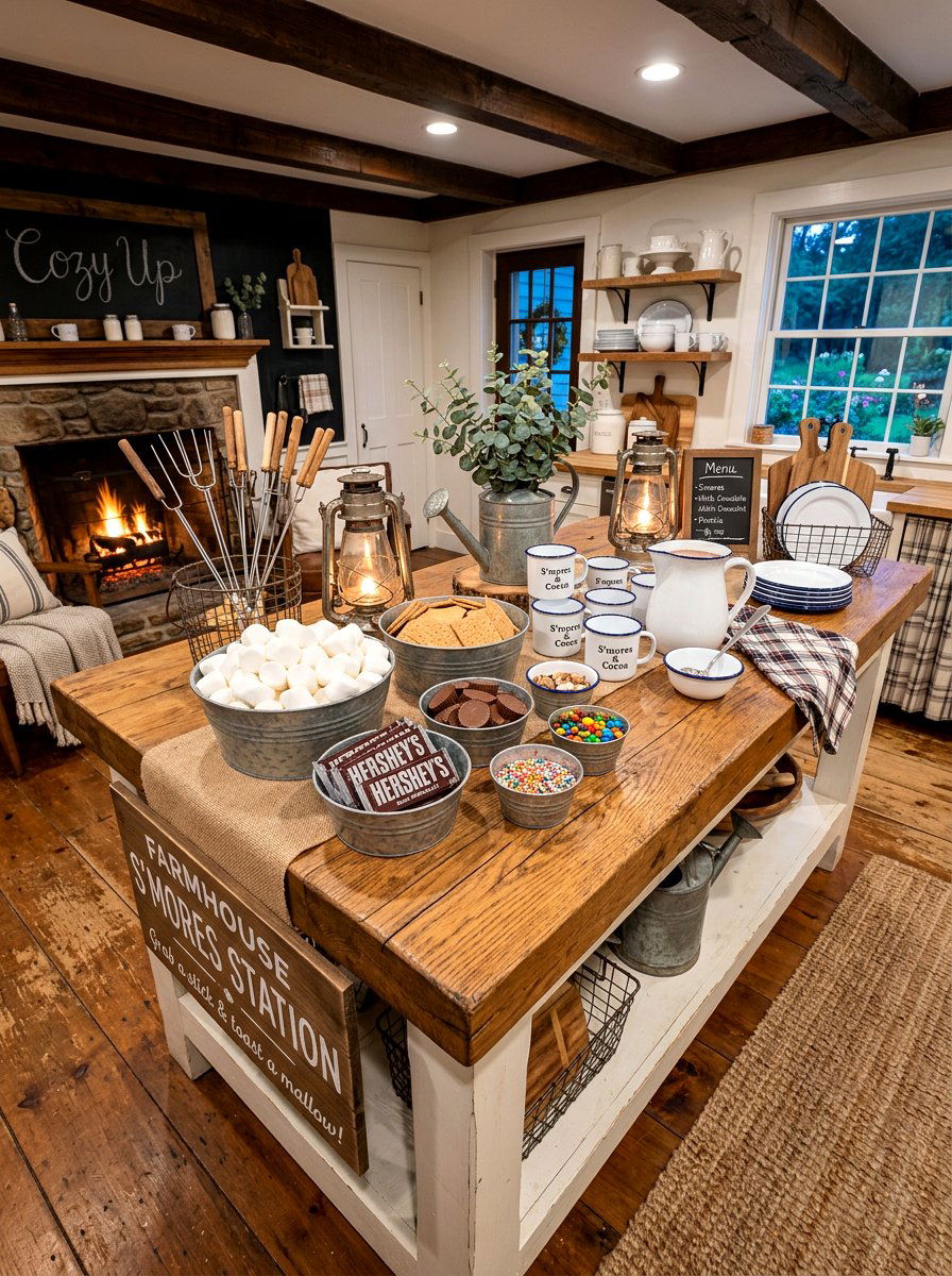 Farmhouse Smores Station - 30 s'mores station ideas