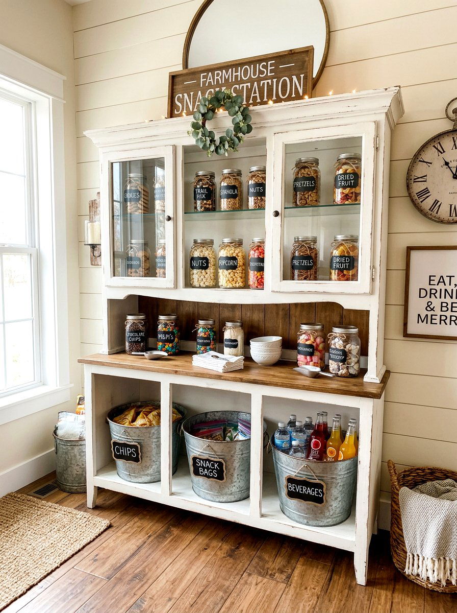 Farmhouse Snack Station - 30 snack station ideas