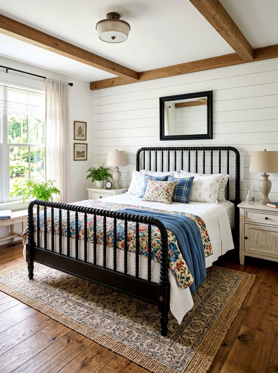 Farmhouse Spindle Wood Bed - 30 wood bed frame ideas