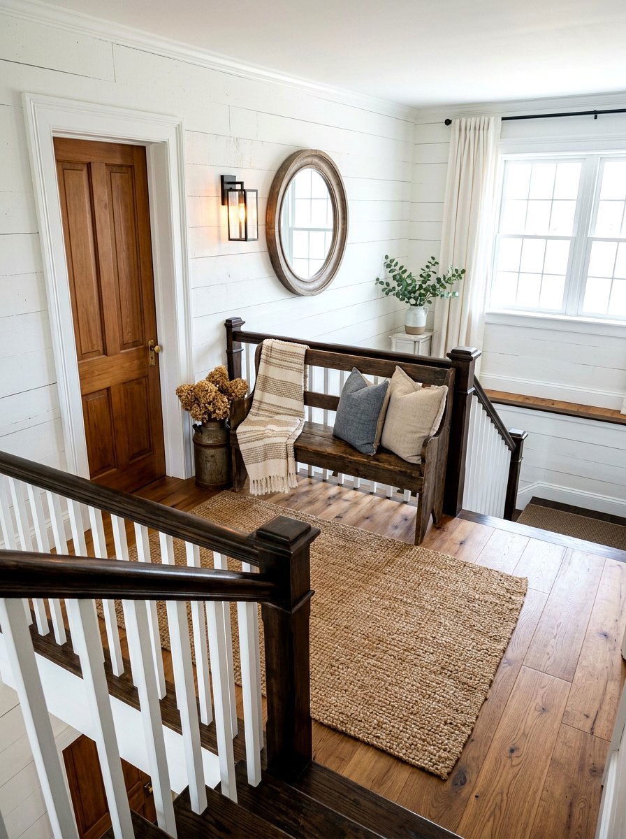 Farmhouse Stair Landing - 30 stair landing ideas