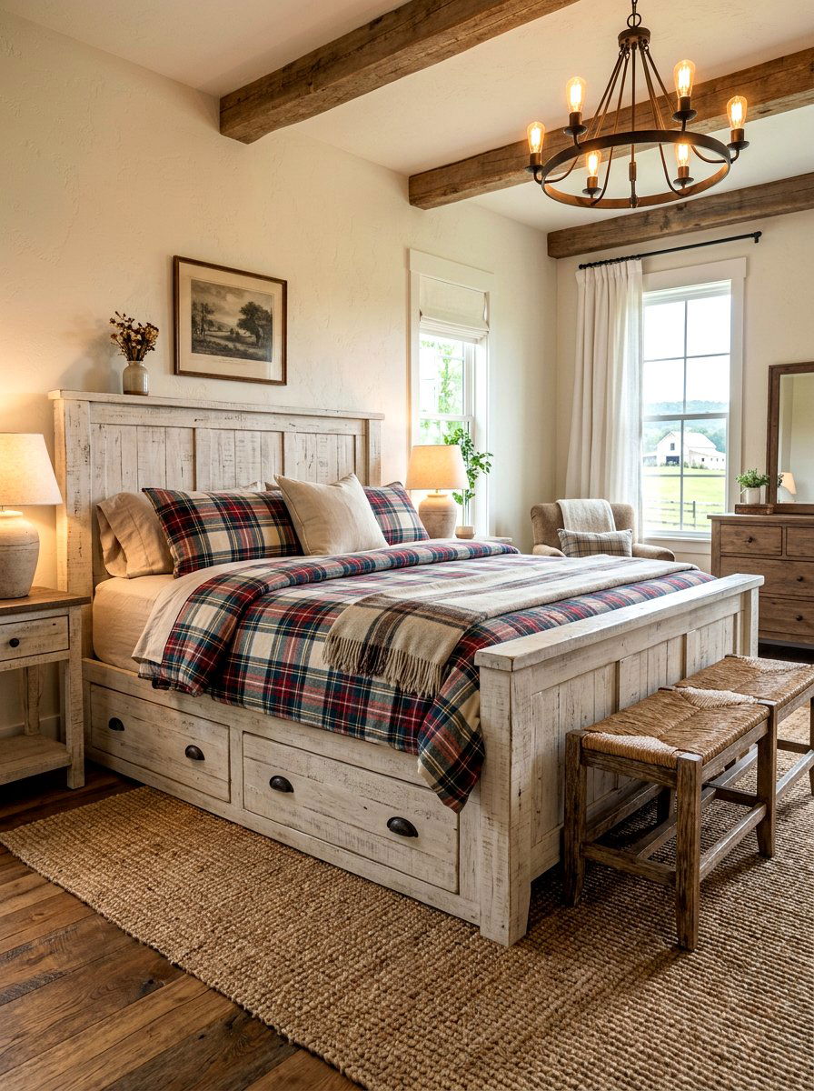 Farmhouse Storage Bed - 30 storage bed apartment ideas