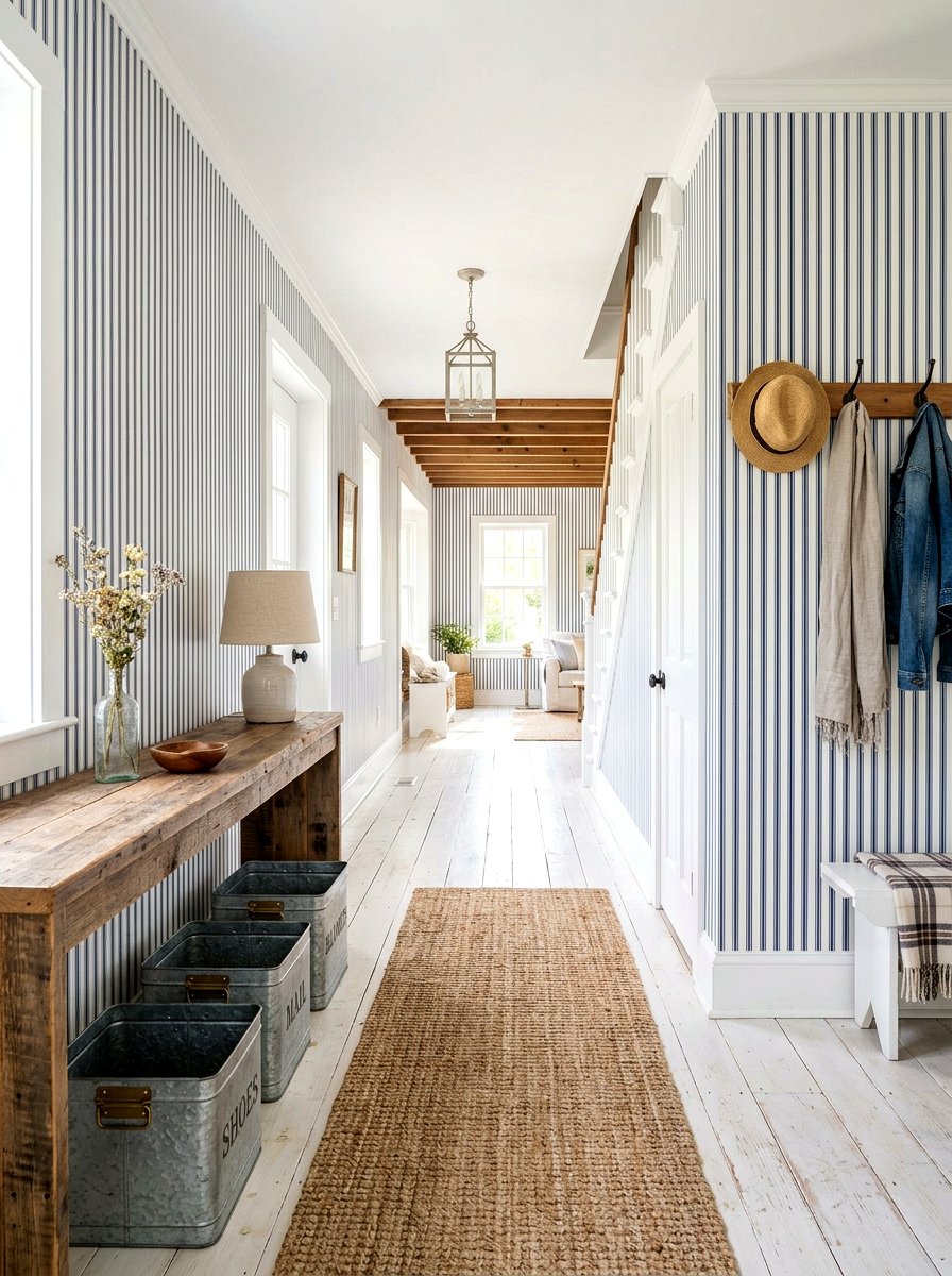 30 Striped Hallway Ideas to Brighten Every Footstep Right