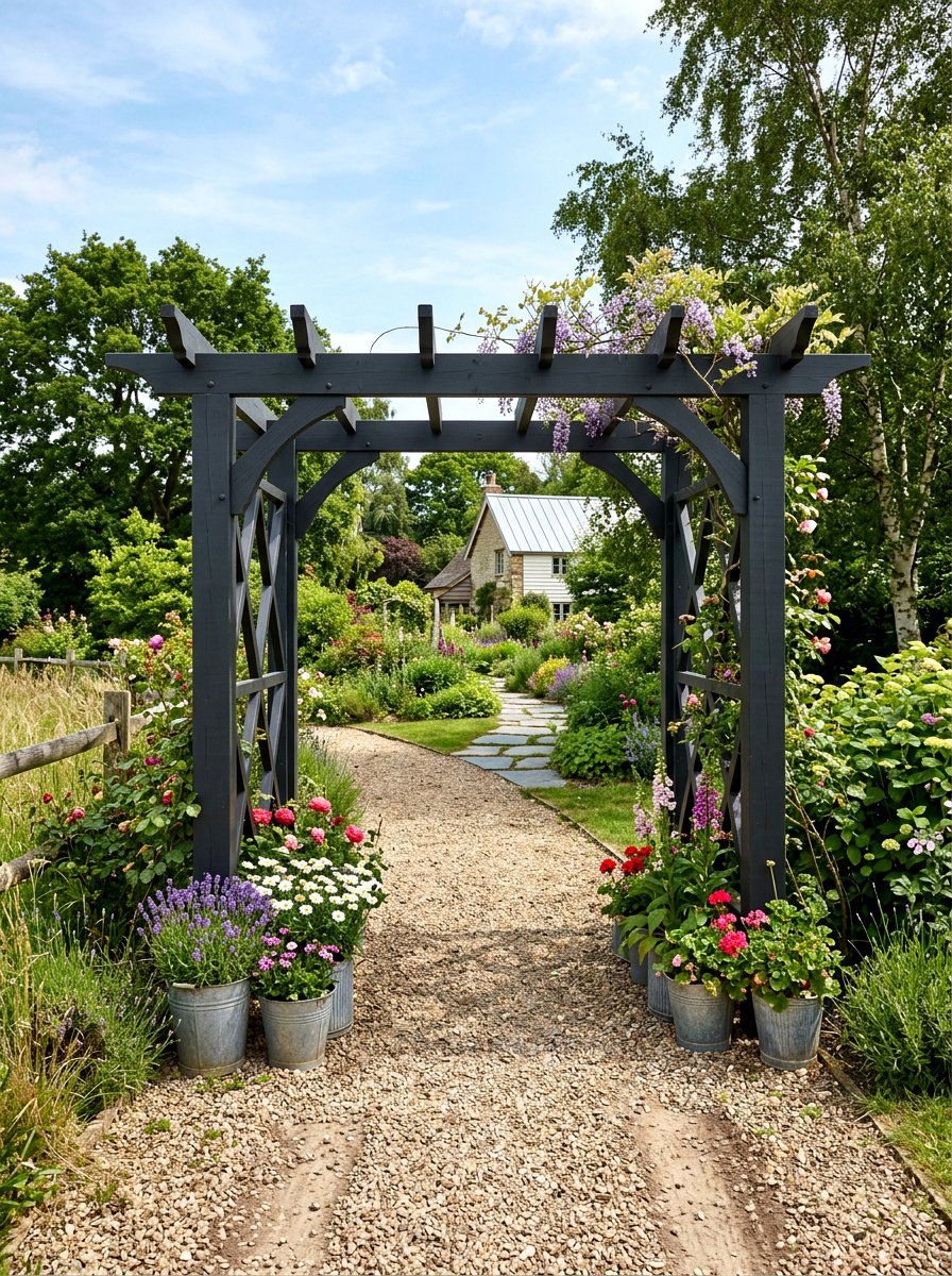 Farmhouse Style Arbor - 30 garden arbor ideas