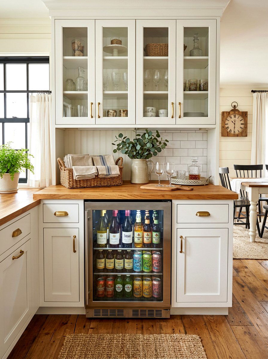 Farmhouse Style Beverage Cabinet - 30 beverage cooler cabinet ideas