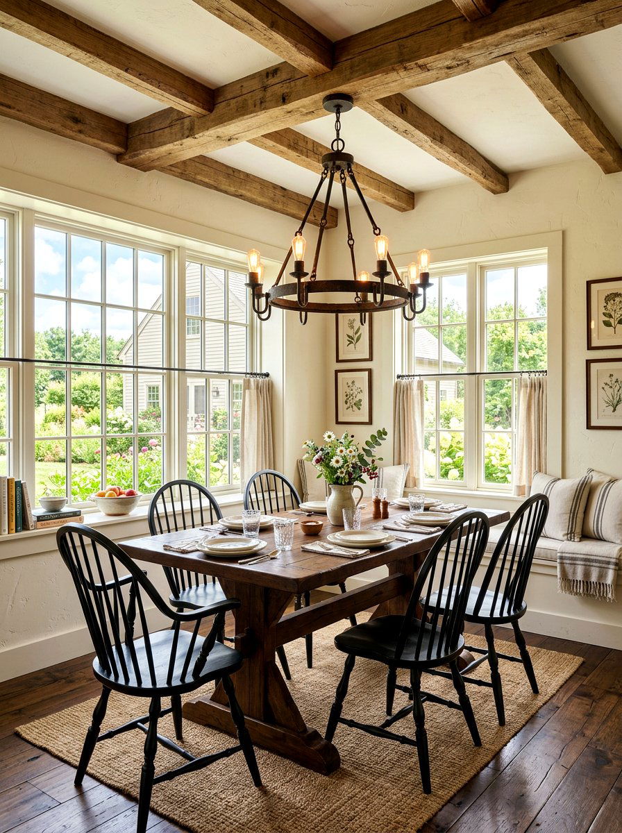 Farmhouse Style Breakfast Nook - 30 cozy breakfast corner ideas