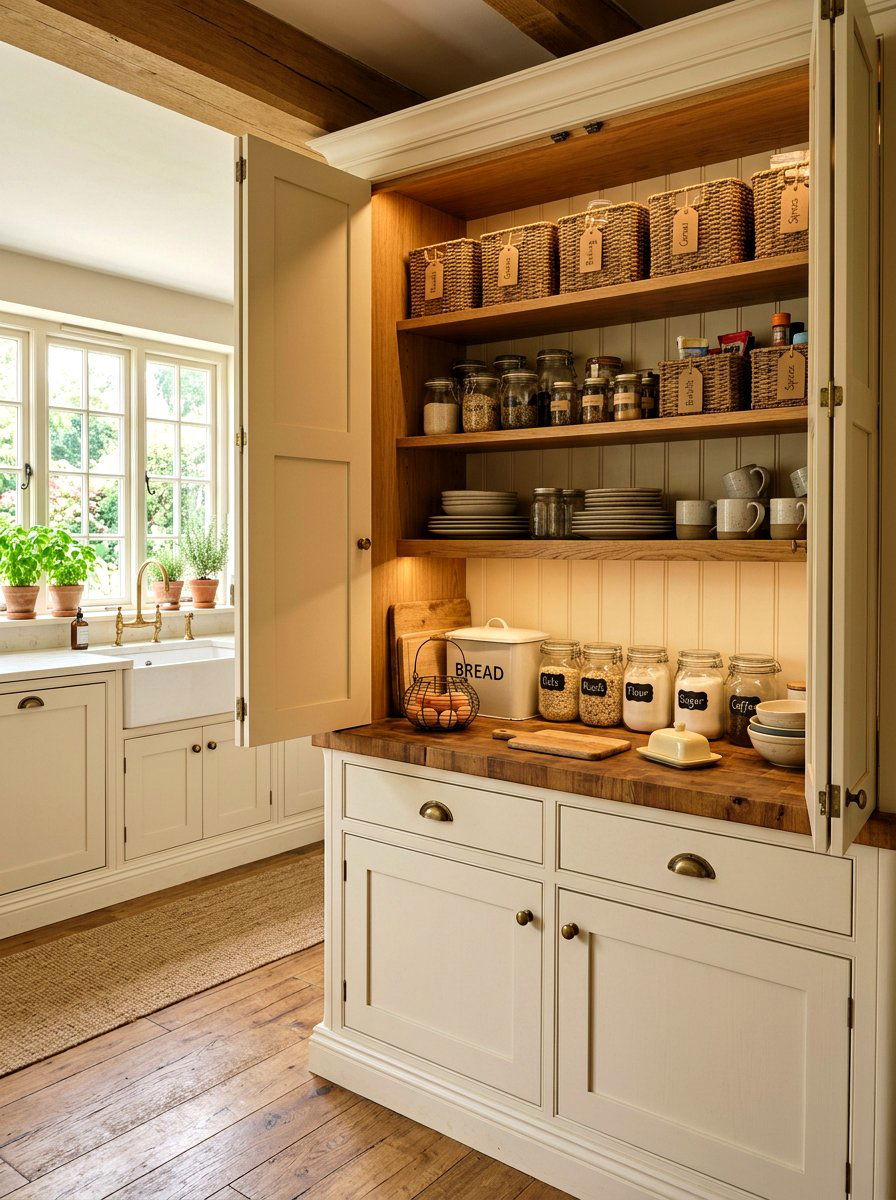 Farmhouse Style Breakfast Pantry - 30 built in breakfast station ideas