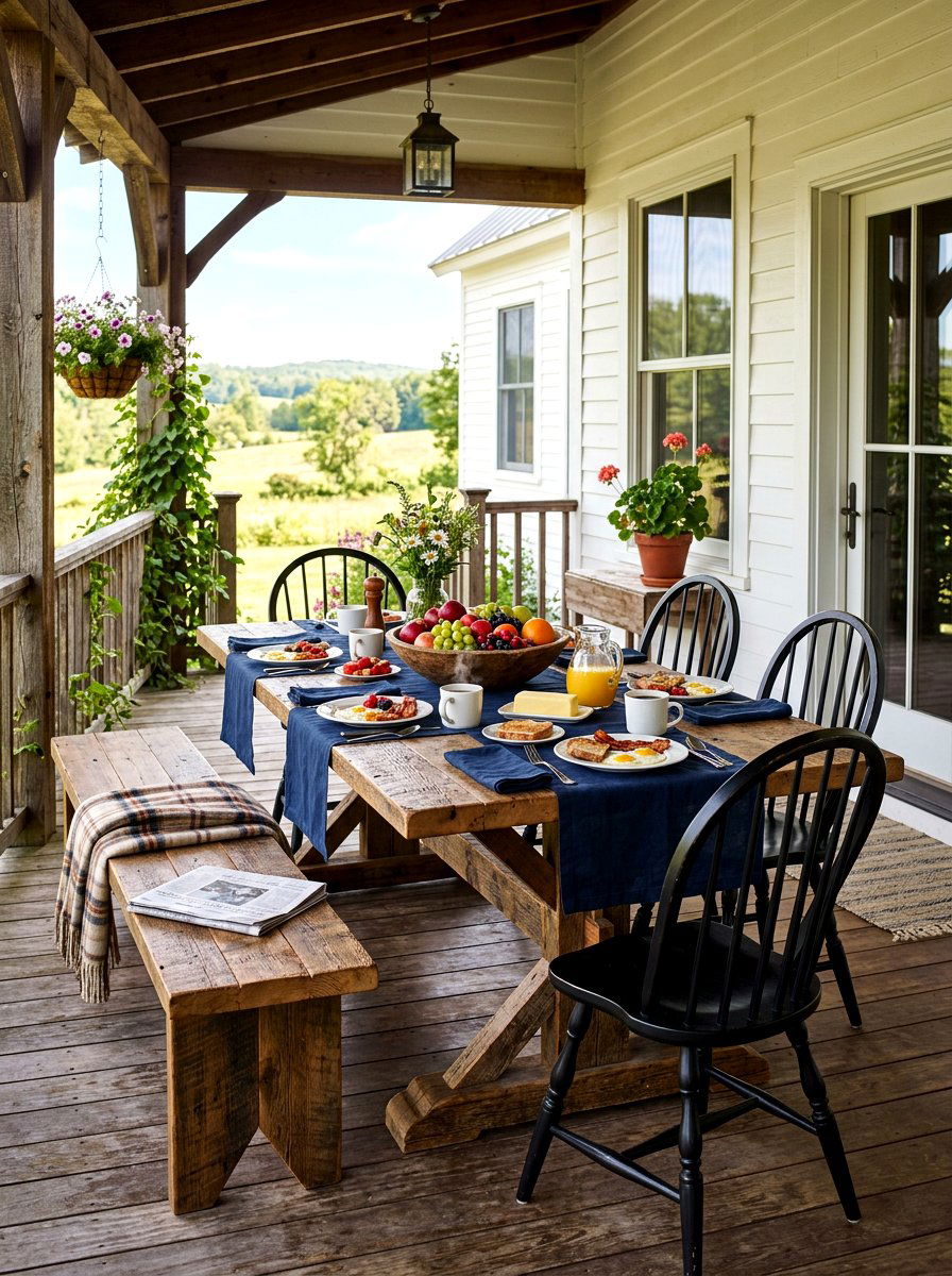 Farmhouse Style Breakfast Table - 30 covered patio breakfast nook ideas