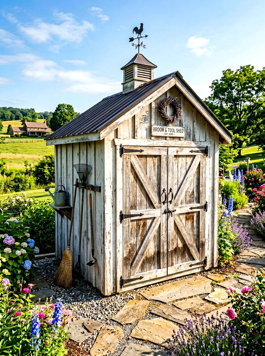 Farmhouse Style Broom Storage - 30 outdoor broom closet ideas