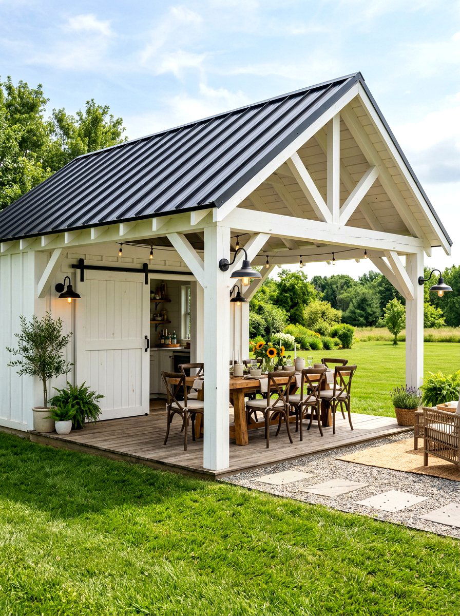 Farmhouse Style Cabana - 30 cabana lounge ideas