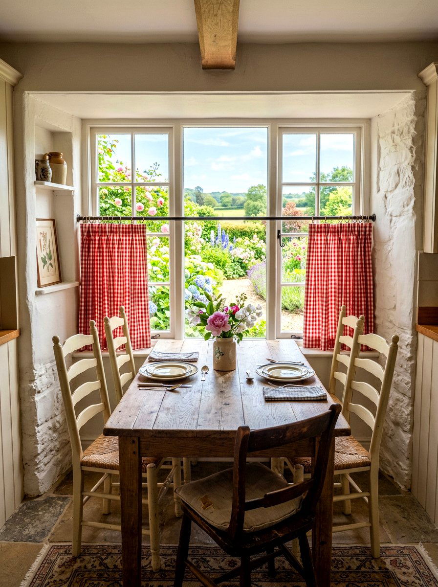 Farmhouse Style Cafe Curtains - 30 dining room drapery ideas
