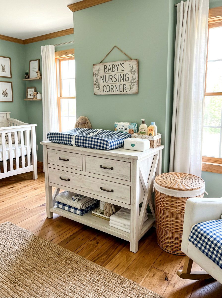 Farmhouse Style Changing Table - 30 changing station ideas