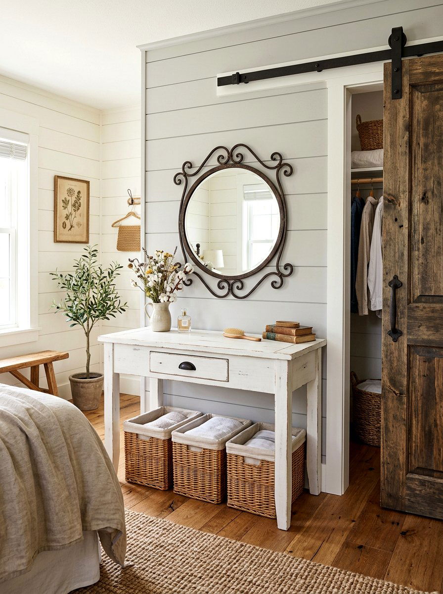 Farmhouse Style Closet Vanity - 30 walk in closet vanity ideas