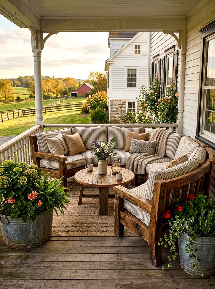 Farmhouse Style Curved Patio Set - 30 curved patio sofa ideas